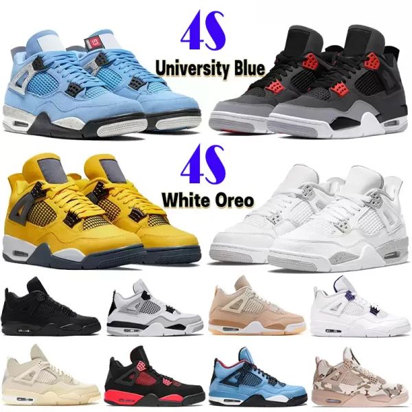 

price 2023 jordens 4 basketball shoes for mens women jumpman 4s iv sports sneakers white oreo back cat university blue mocha shimmer l, Black