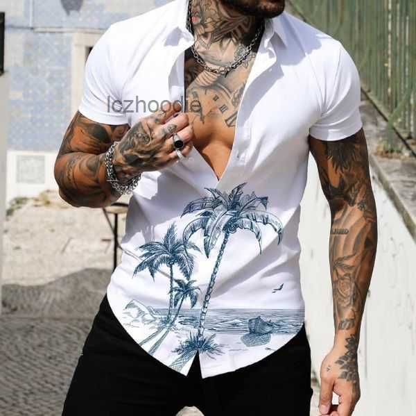 

men's casual shirts summer short sleeve floral shirt 3d printing hawaiian beach vacation fashion trend green leaf breathable 4 0f6v, White;black