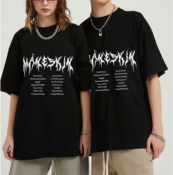 

men's t shirts maneskin print t shirt spring summer holiday street graffiti style men women casual t shirt novelty hip hop wear 230428, White;black