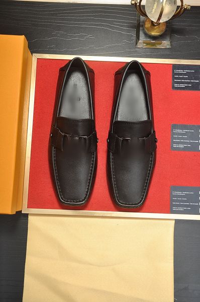 

fashion men designer dress shoes metal buckle brown black leather flat luxury mens casual shoe with box