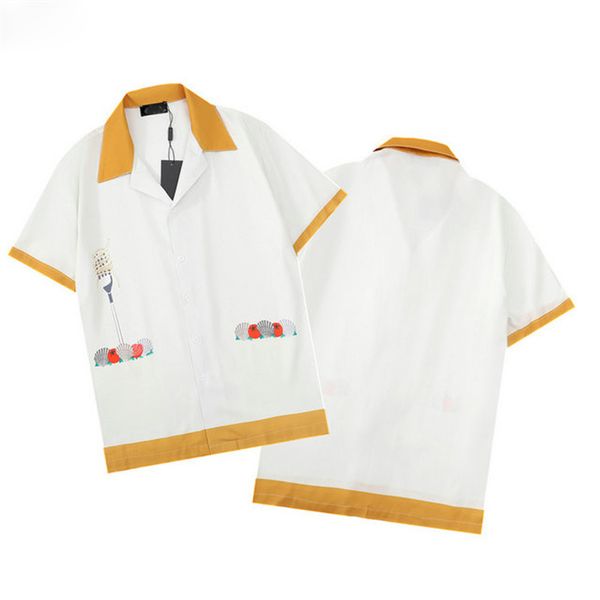 

men's casual beach shirts men summer short sleeve silk bowling shirt man cardigan blouse fashion hawaii floral print luxury designer dr, White;black