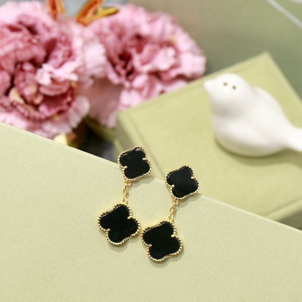 

designer earrings van clover stud four leaf flower earring luxury women fashion earings jewelry metal women earring brand orecchini, Golden;silver