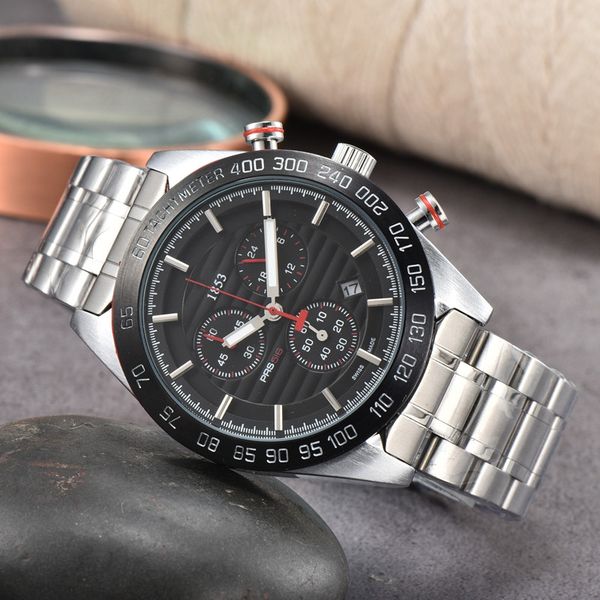 

wristwatches for men 2023 new mens watches six stitches all dial work quartz watch 1853 luxury brand chronograph clock steel belt fashion ti, Slivery;brown