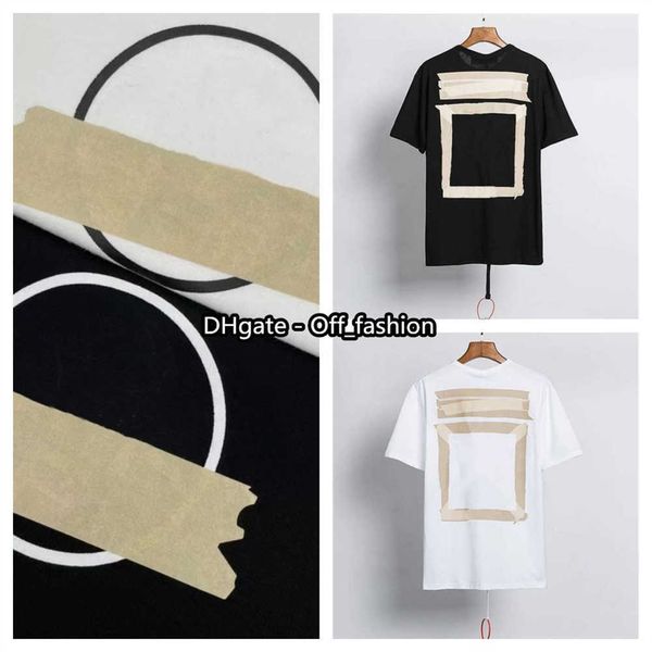 

men's t-shirts off offs cb66 white yellow warning strip printing student couple loose short sleeve t-shirt fashion printed letter x the, White;black