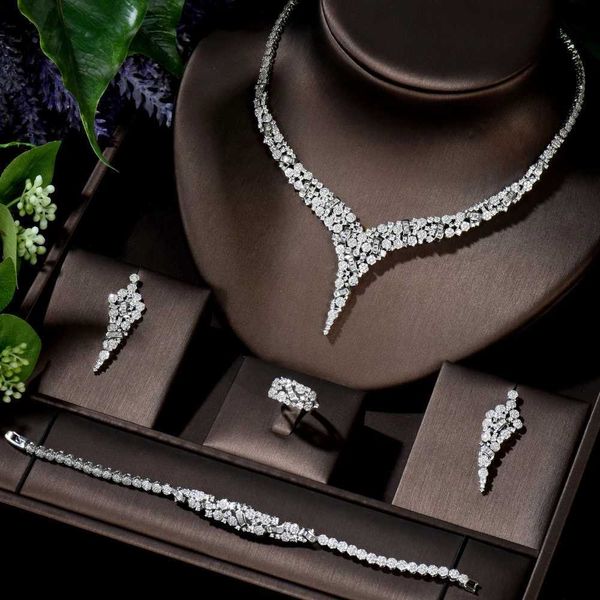 

Link, Chain New Style Luxury Cubic Zircon 4pcs Set Hot Necklace Jewelry Dubai Bridal Sets for Women Wedding Jewelry