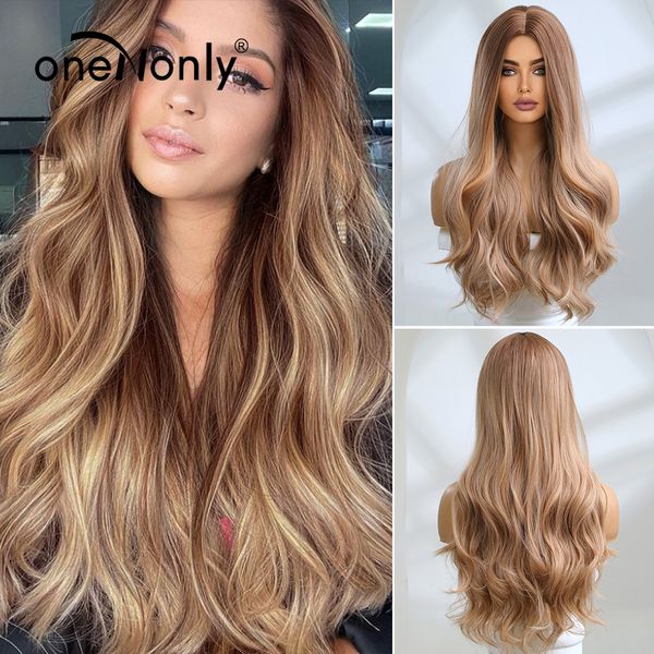 

long wave ombre light brown wigs synthetic wig women wigs cosplay lolita party natural hair heat resistantfactory direct, Black