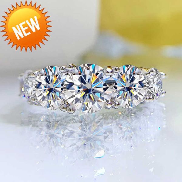 

wedding rings smyoue 18k plated 36ct all moissanite for women 5 stones sparkling diamond band s925 sterling silver jewelry gra 230130, Slivery;golden
