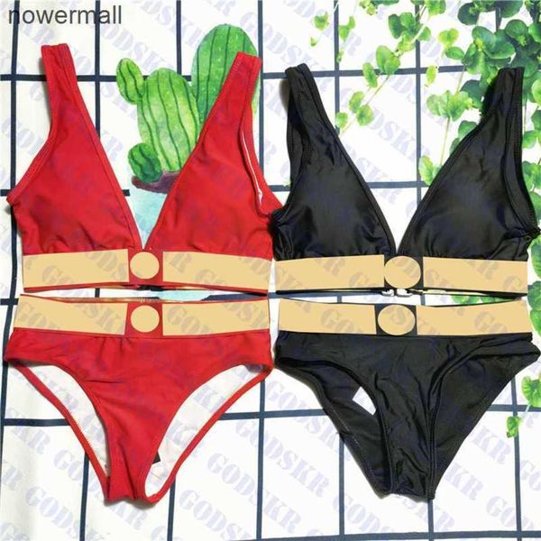 

v neck swimwear womens bikini gold print women swimsuit suit high waist ladies bra set two colors, White;black