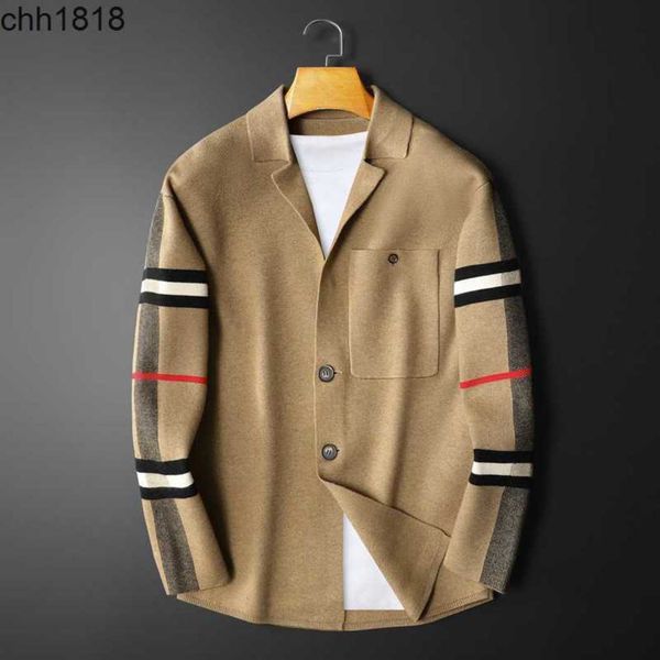 

oberliana men's slim fit burbrerys autumn and winter 2022 new loose cardigan collar thick sweater men, White;black
