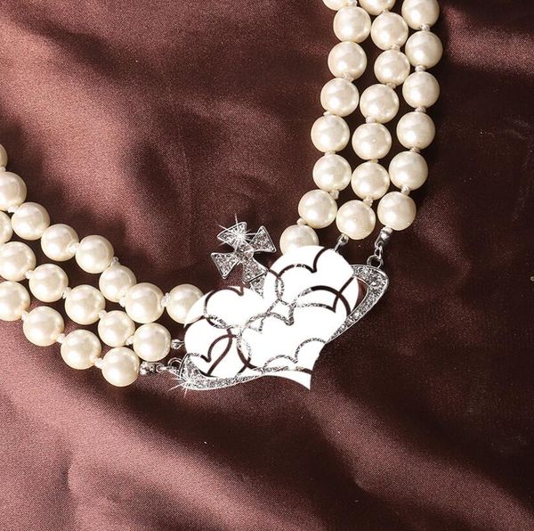 

designers pendant necklaces 3-layer pearl necklace ladies rhinestone planet necklace, Silver