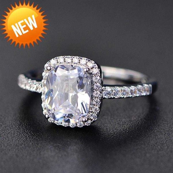 

925 sterling silver moissanite certified diamond wedding ring for women engagement square colored gemstone zircon fashion rings311h, Slivery;golden