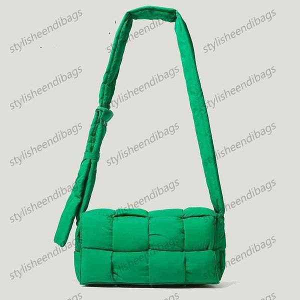 

designer bag stylisheendibags green woven feather down padded shoulder bag luxury stylish nylon quilted pillow crossbody purses