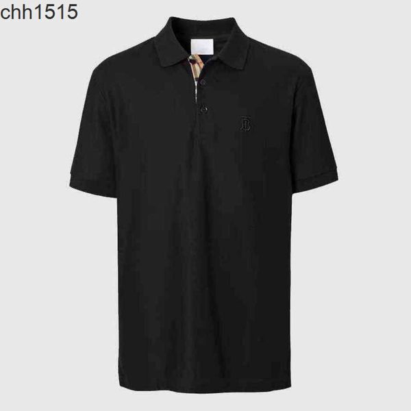 

burbrerys designer european station casual polo shirt mens classic solid color tb letter embroidery summer b short sleeve tshirt men, White;black