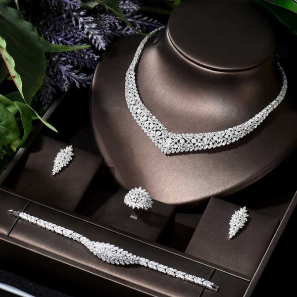 

Link, Chain Fashion 4pcs american diamond Necklace and Earring Sets for Women Bridal AAA Cubic Zirconia Wedding Jewelry Sets