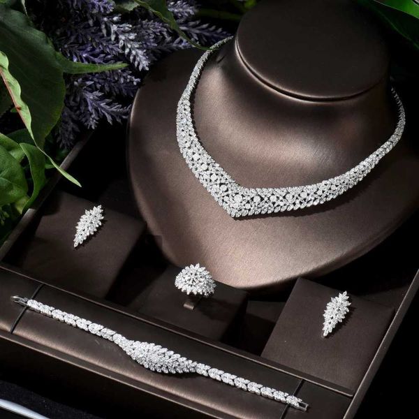 

link, chain fashion 4pcs american diamond necklace and earring sets for women bridal aaa cubic zirconia wedding jewelry sets, Black