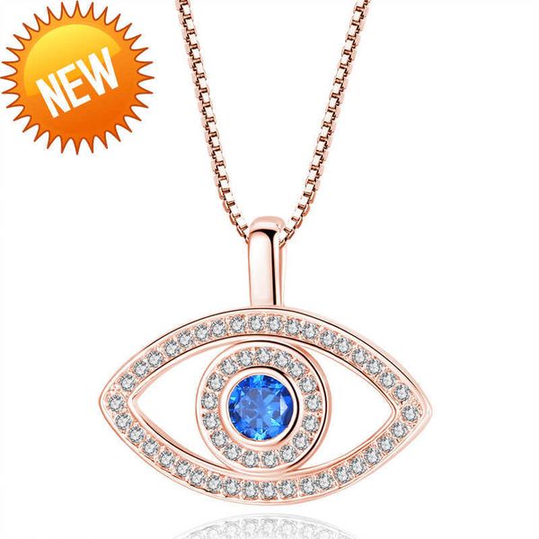 

blue evil eye pendant necklace luxury crystal cz clavicle necklace silver rose gold jewelry third eye zircon necklace fashion birthday gift