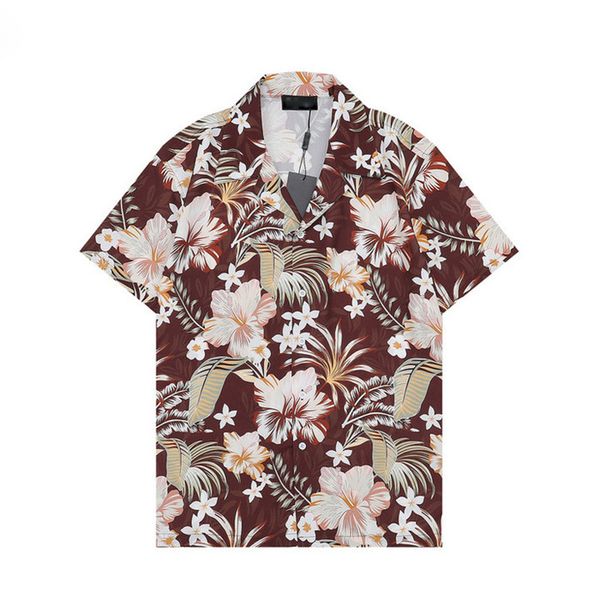 

men's casual beach shirts men summer short sleeve silk bowling shirt man cardigan blouse fashion hawaii floral print luxury designer dr, White;black