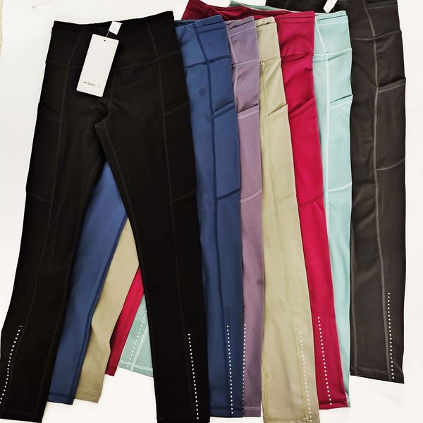 

trousers women yoga pants lycra fabric solid color high waist sports gym wear leggings elastic fitness lady 112792lululu, Black;white