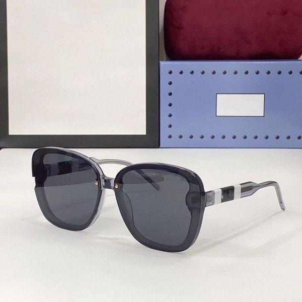 

2023 women men fashion sunglasses black white strips plank frame grey gradient color square glasses available with box, White;black