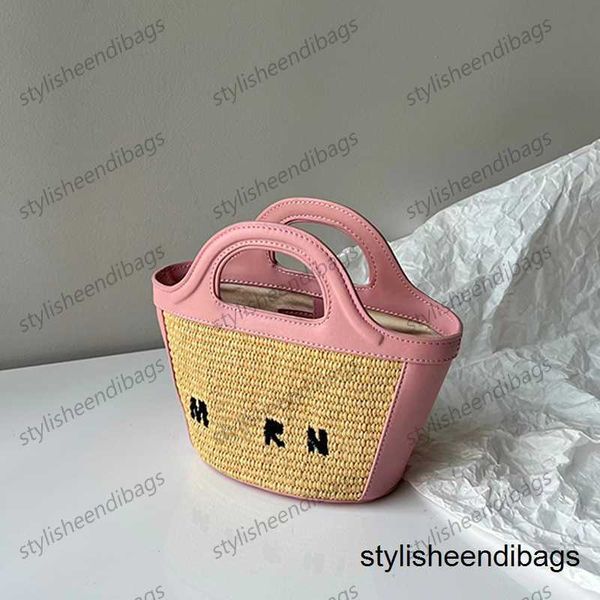 

designer bag stylisheendibags shoulder superior quality marn women straw leather stitching bag fashion luxury beach vacation woven one-shoul