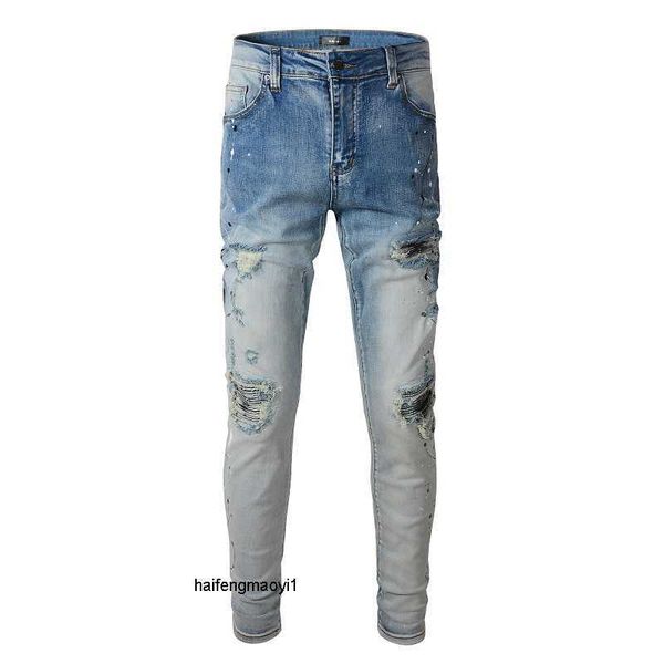 

denim biker mens luxury designer amirs jeans holes trousers jean coolguy arrivals pants man new clothing #820, Blue