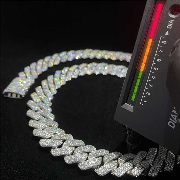

18mm 20mm moissanite iced out diamond cuban chain necklace 925 sterling silver hip hop necklace miami cuban link chain