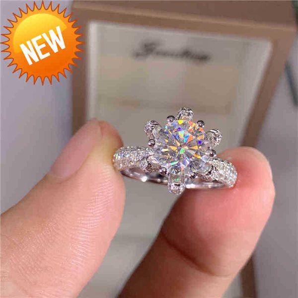 

custom name certified 5 diamond engagement ring women 14k white gold sterling silver bridal moissanite rings wedding band jewelry, Slivery;golden
