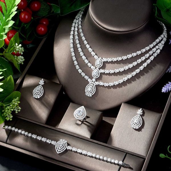 

Link, Chain Charming White Water Drop Dubai Jewelry Sets Wedding Necklace Earrings Sets for Women