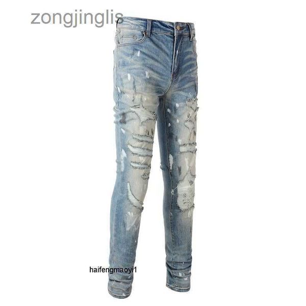 

youth amirs designers jeans pants men jean 23 trendy distressed vintage blue washed distressed jeans slim show skinny leggings personality k