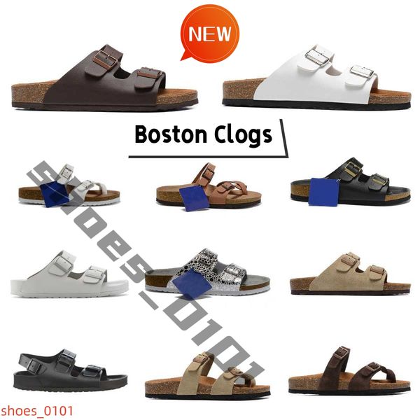 

designer sandals birks slippers boston clogs slides mans womens slipper arizona sandal slide men women sliders suede snake leather buckle st, Black