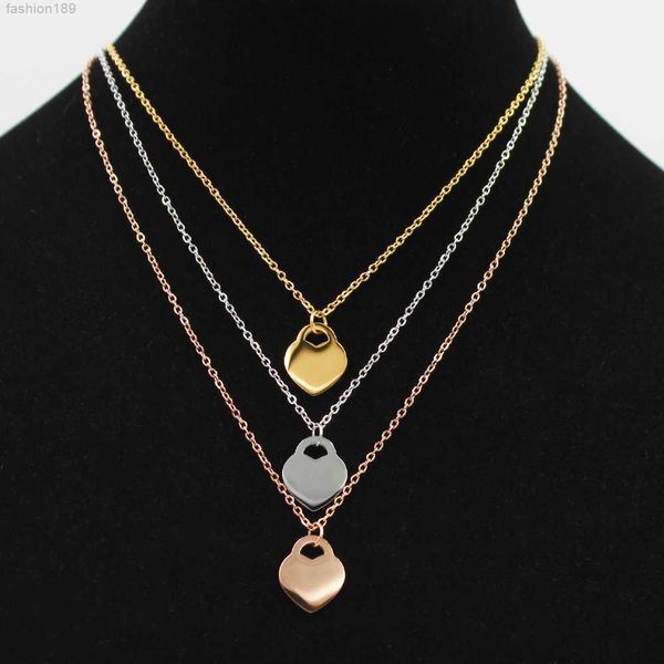 

style stainless steel fashion t necklace jewelry heart-shaped pendant love necklaces for women's party wedding gifts wholesale, Silver