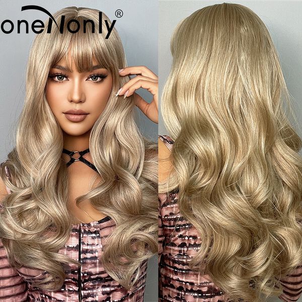 

brown blonde wig long wave synthetic wigs for women natural wig hair heat resistant fiberfactory direct, Black