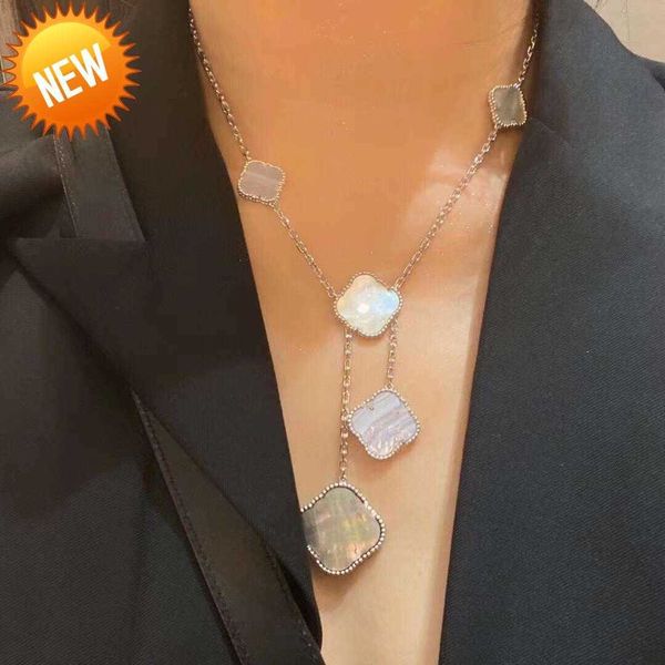 

925 silver mixed six/10-flower desinger necklace 4/four leaf clover charm bracelets bangle chain 18k gold agate shell mother-of-pearl for mo