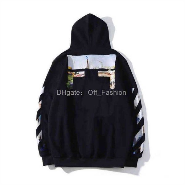 

streetwears 2023 cotton mens hooded womens classic fashion loose hoodies x offs long sleeves white hoodie pullover winter sweatshirt print d, Black