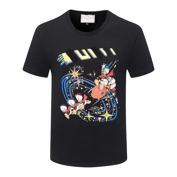 

handsome boys' tshirt luxury designer cotton loose round neck short sleeve casual animal cartoon print shirt youth student popular blac, White;black
