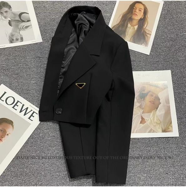 

2023 women's fashion versatile slim black short suit coat casual suit, White