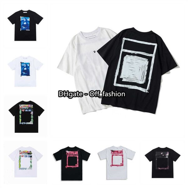 

men's t shirts off offs white yellow warning strip printing student couple loose short shirt fashion printed the back, White;black