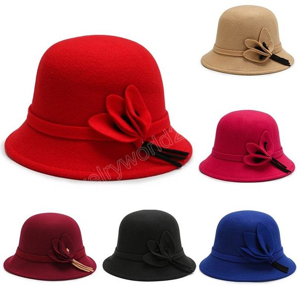 

women hat bow-knot woolen felt fedoras korean fashion ladies vintage elegant cap warm autumn spring panama hat, Blue;gray