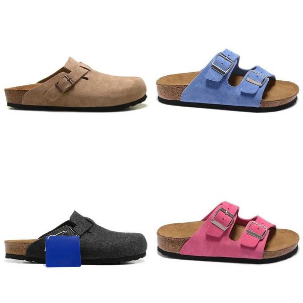 

slippers designer sandals bostons clogs men women slides slipper soft footbed suede leather buckle strap shoes outdoor motion current 22ess, Black