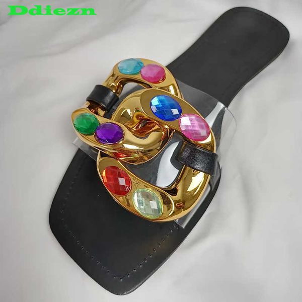 

slippers women slippers female flats home shoes house 2023 summer rhinestones fashion outside beach ladies slides flip flops for women j2305, Black
