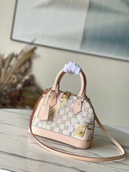 

5a alma bb fashion women's shoulder bag chain crossbody bag leather handbag checkerboard shell wallet women's cosmetics crossbody