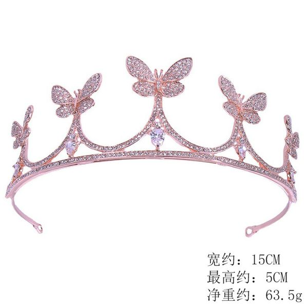 

new butterfly bride zircon alloy crown headwear korean simple wedding party headwear crown wholesale, Silver