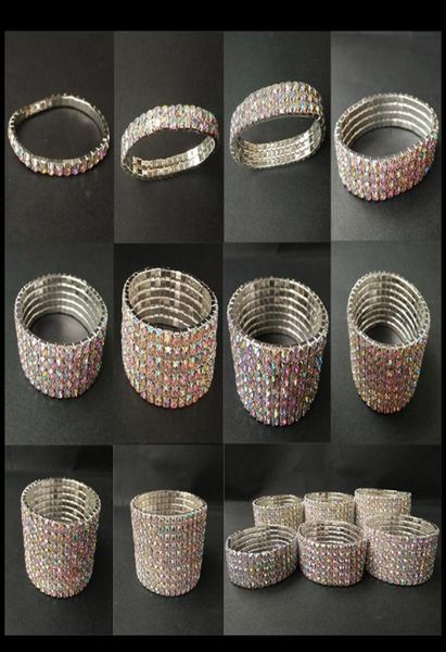 

110 rows ab crystal rhinestone bracelet silver plated luxury bangle bracelets bridal wedding party jewelry for woman6556473, Golden;silver