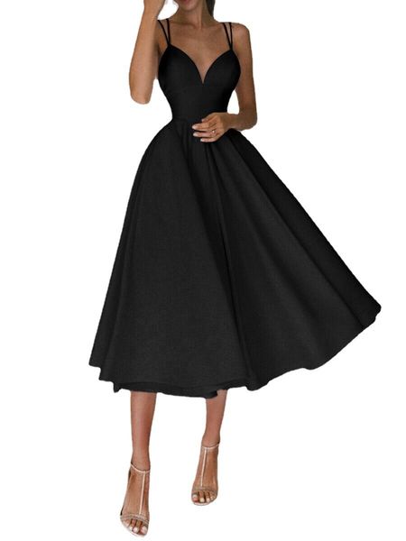 

2023 spring and summer new cross -border european and american women's multi -color suspenders big swing dress, White;black