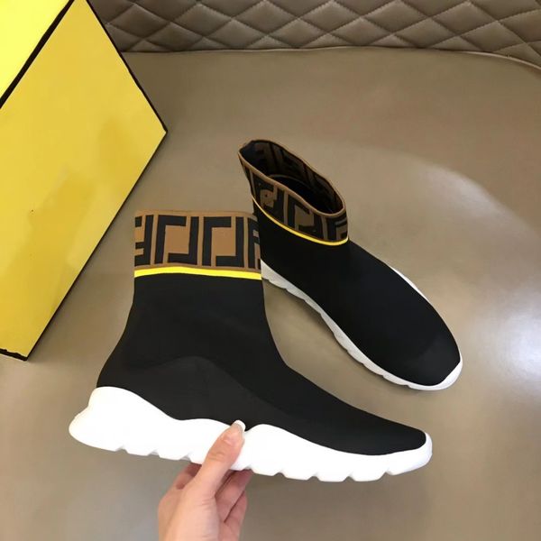 

perfect mid-stretch wave men sneakers shoes mesh breath black white knit sock chunky rubber sole runner sports man outdoor trainers eu38-46