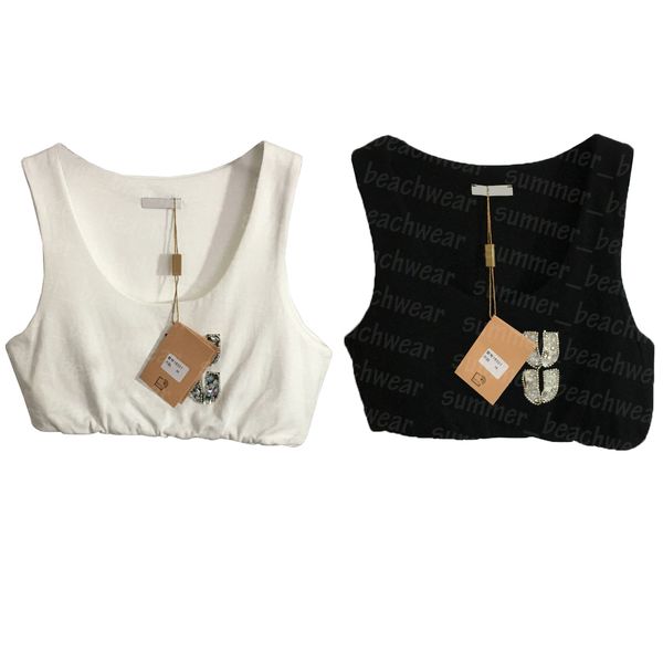 

women summer crop rhinestone letter cropped summer t shirt womens short vest, White