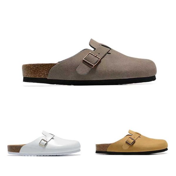

slippers designer birkens tock clogs sandals men women slippers boston soft footbed clog pink black white gray red suede leather buckle stra