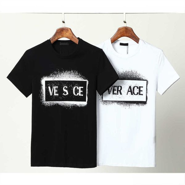 

sleeve luxury t-shirt brand designer palm t-shirt casual wear short vercace spring/summer tide men versage and women t-shirt m-3xl, White;black