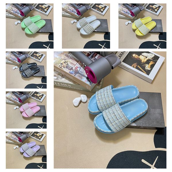 

nice slippers womens flats thick bottom heel summer ladies leather designer slipper flip flops quilted woman beach slides shoes l bath cool, Black