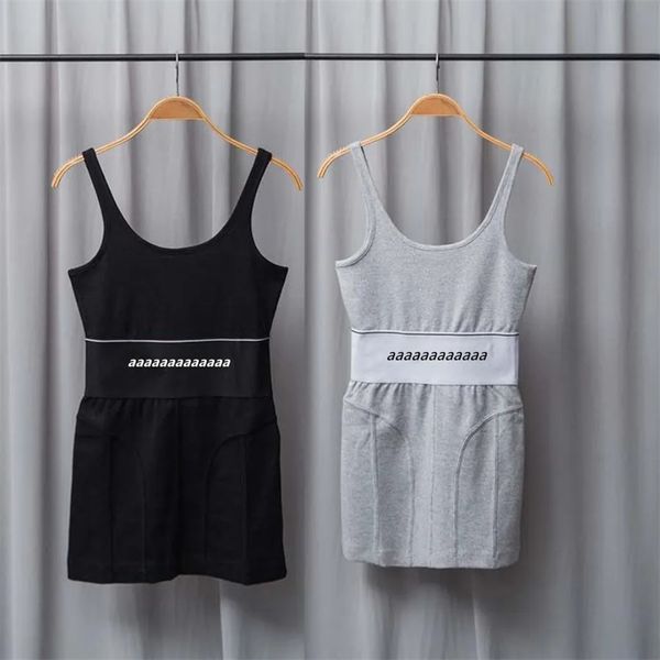 

casual dresses women knit sling dresses summer sleeveless sundress fashion letter jacquard dress ladies brand slim sundress skirts sundress, Black;gray